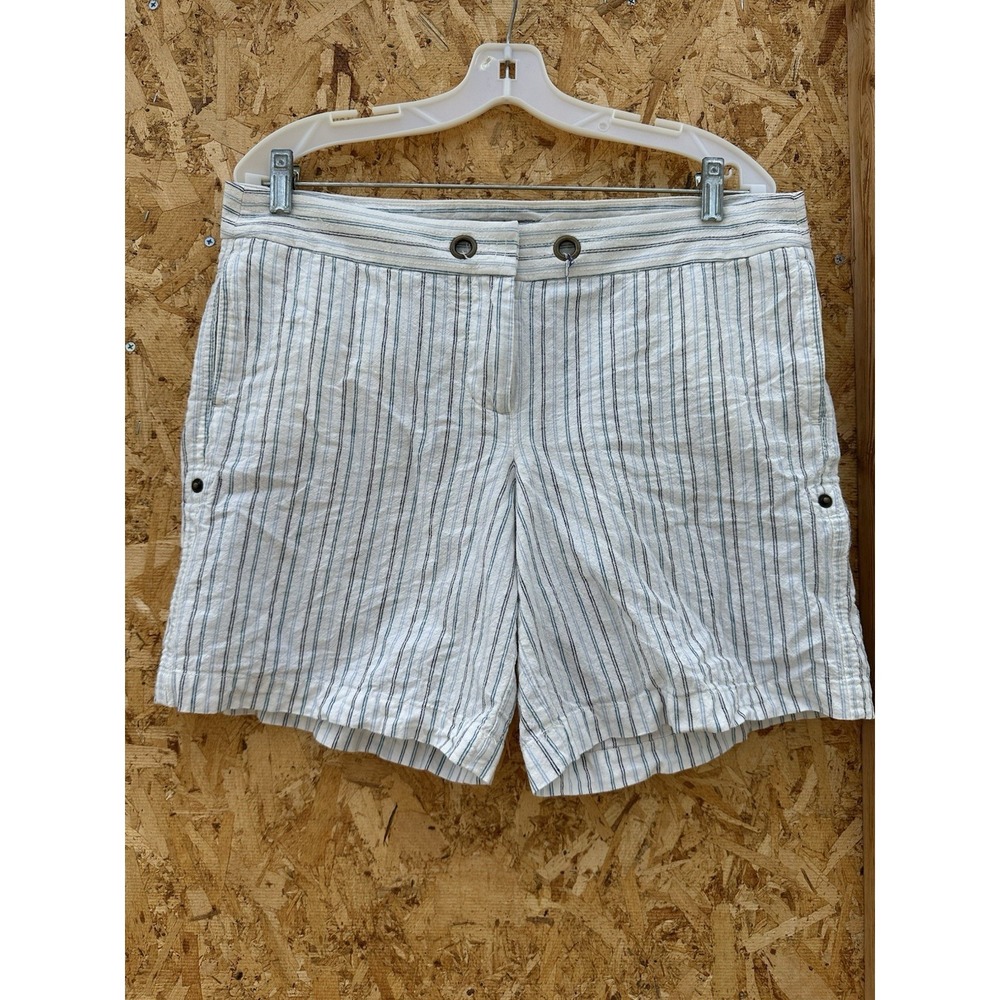 VTG J. Crew Women's‎ Size 10 White Striped City Fit Shorts Casual Pockets